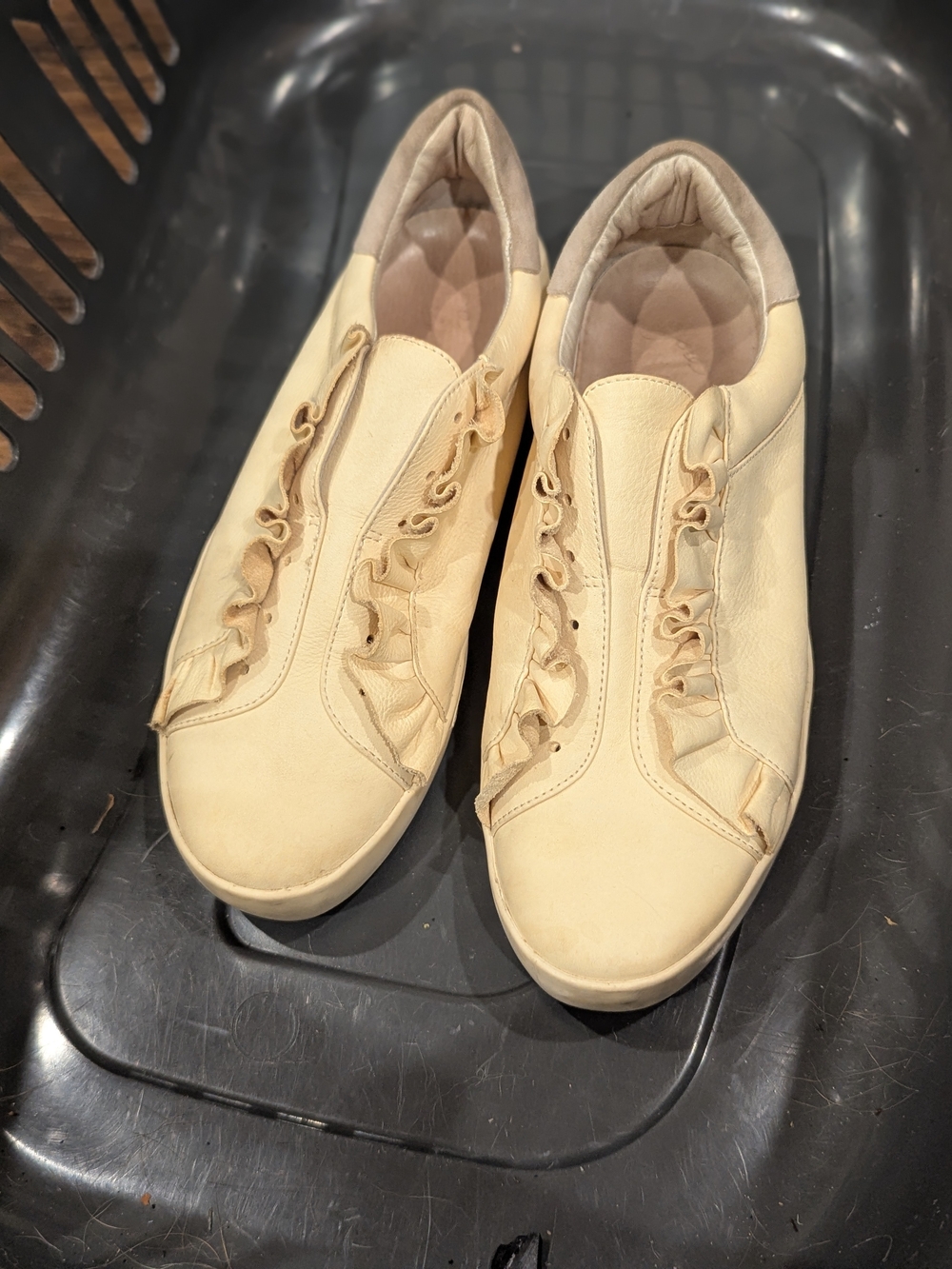 Joie Cream Ruffle Slip-On Sneakers